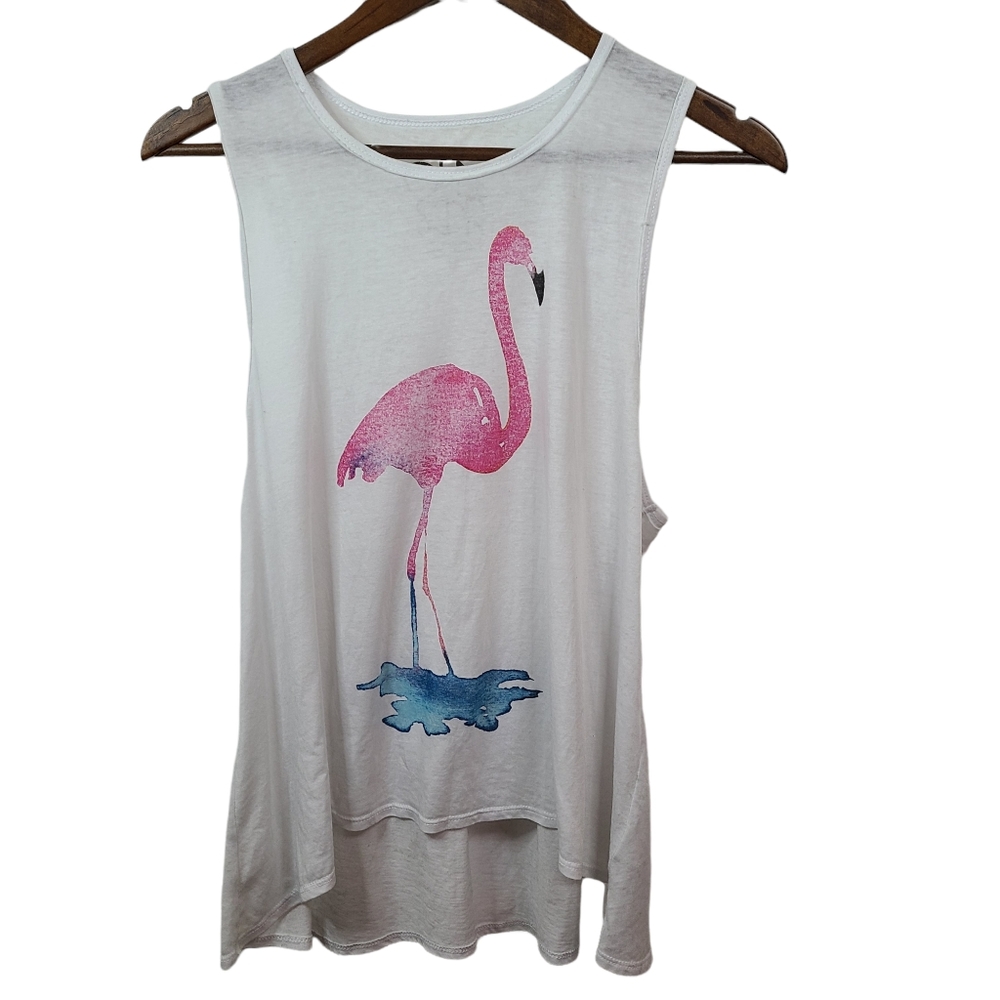 Chaser Flamingo Sleeveless Top Vacation Beach Small